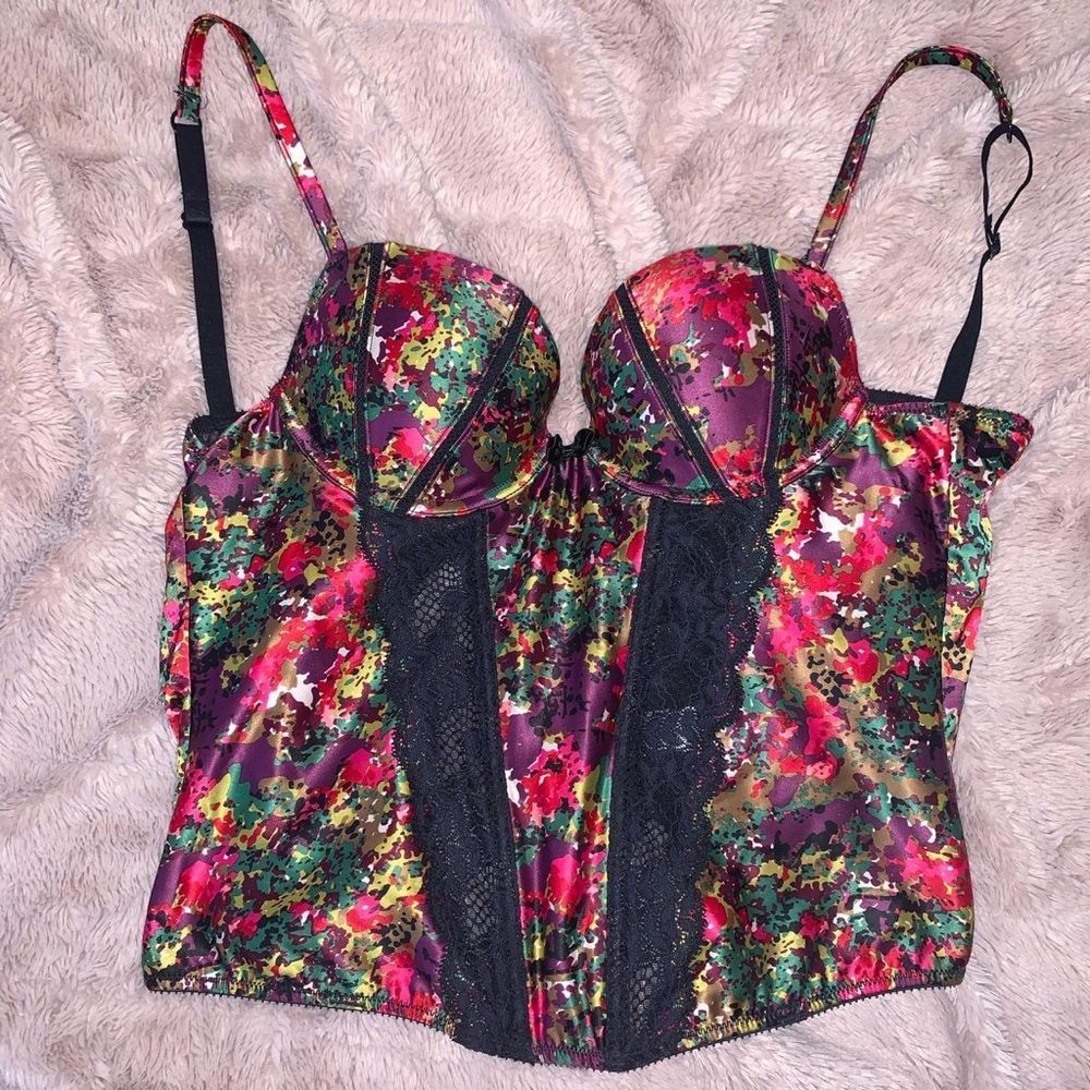 Floral Color Splash Bustier corset top